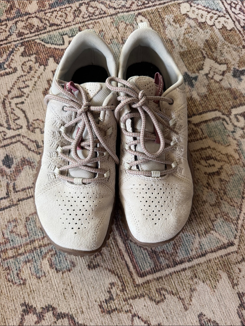 Merrell Women's Light Gray Suede Lace-Up Sneakers with Pink Accent - Picture 2 of 8